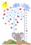 Hight meter for kids with cute little elephant and splash of water.