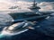 Hightech aircraft carrier with futuristic planes