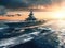 Hightech aircraft carrier with futuristic planes