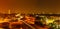 Highway 395 with car lights trails. Washington DC Night photography aerial view. Washington Monument and Congress Panorama