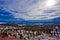 Highway 50, winter day, snow trees and cludy sky