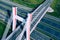 Highway Aerial View. Overpass and bridge. from above. Gliwice, Silesia, Poland. Transportation bird`s-eye view