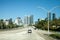 Highway along Skyline of Miami, Florida in the thick of the city