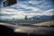 Highway in the Alps. view from inside car,