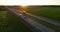 Highway on the background of sunset in summer