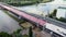 Highway bridge construction site - aerial view