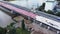 Highway bridge construction site - aerial view