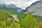 Highway through the Canadian Rockies along the Icefields Parkway between Banff and Jasper