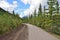 Highway through the Canadian Rockies along the Icefields Parkway between Banff and Jasper