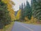 Highway crosses an autumn landscape