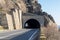 The highway that crosses the mountains. Road tunnel