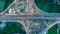 Highway, Expressway, Motorway, Toll way at night, Aerial view in