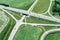 Highway intersections in the countryside. aerial view in summer day