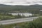 Highway among lakes and woods, near Sokna, Norway