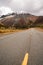 Highway Leads Through Peaks Alaska Range Fall Autumn Season