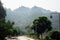 Highway in the mountains, jungle background. landscape, background. Asian road, The road goes into the mountains