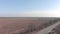 The highway near the agricultural field.View from above