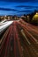 Highway night traffic trail lights in Madrid