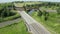 Highway and railroad crossing Dismal River in Nebraska