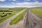 Highway and railroad in Nebraska Sandhills