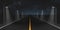 Highway road with street lights at night