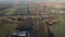 Highway roads infrastructure in Romania. 4k Aerial view video of a big cross between A4 motorway