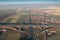 Highway roads infrastructure in Romania. Aerial view of a big cross between A4 motorway