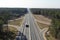 Highway between Russia and Belarus, drone photo.