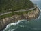 Highway by the sea. Wonderful road and bike path. Bicycle and road track and next to the blue sea in the city of Rio de Janeiro.