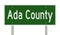 Highway sign for Ada County Idaho