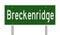 Highway sign for Breckenridge Colorado