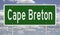 Highway sign for Cape Breton Nova Scotia