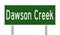 Highway sign for Dawson Creek British Columbia