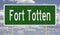 Highway sign for Fort Totten