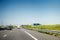 Highway sign on the french autoroute with camper RV van