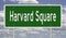 Highway sign for Harvard Square in Cambridge Massachusetts
