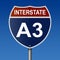 Highway sign for Interstate Route A3