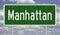 Highway sign for Manhattan