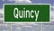 Highway sign for Quincy Massachusetts
