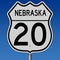 Highway sign for Route 20 in Nebraska