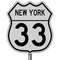 Highway sign for Route 33 in New York