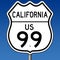 Highway sign for Route 99 in California