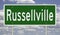 Highway sign for Russellville Arkansas