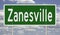 Highway sign for Zanesville Ohio