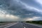 Highway and storm sky