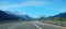 Highway to Garmisch, with some cars, view to Wetterstein mountains, at springtime