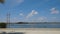 Highway to Key West Florida. View of old abandoned bridge and coast line of Atlantic ocean on blue sky.