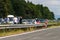 Highway traffic jam on road connecting croatian capital with towns of Adriatic seaside during