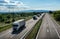 Highway transportation - convoy of four Lorry trucks