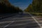 Highway wide road, transport and blue sky with clouds